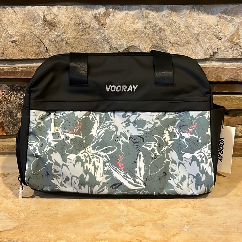 Vooray Trainer Duffel Black and Garden Print Gym Bag
